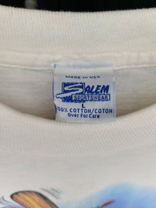 Vintage Mens Salem Sportswear Cleveland Indians Eddie Murray Caricature Tshirt Size Large-White