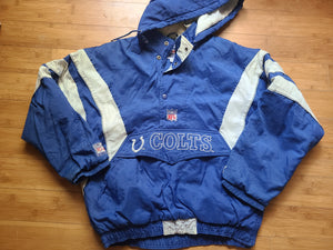 Vintage Mens Starter Indianapolis Colts 3/4 Pullover Jacket Size Large-Blue