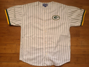 Vintage Mens Starter Green Bay Packers Pinstripe Jersey Size Large-White