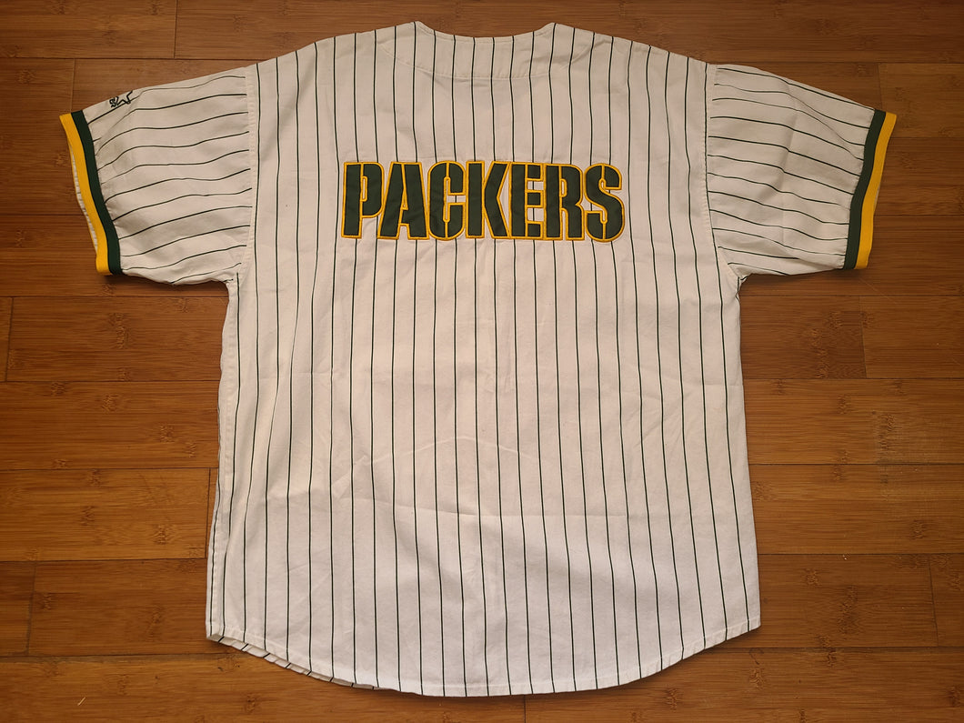 Vintage Mens Starter Green Bay Packers Pinstripe Jersey Size Large-White