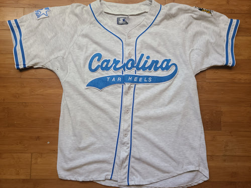 Vintage Mens Starter North Carolina Tar Heels Script Button Up Jersey Size Large-Grey