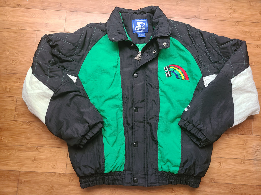 Vintage Mens Starter Hawaii Rainbow Warriors Button Up Jacket Size Medium