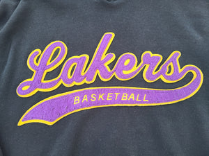 Vintage Mens Starter Los Angeles Lakers Script Hooded Sweater Size Large-Black
