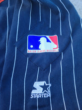 Load image into Gallery viewer, Vintage Mens Starter Detroit Tigers Pinstripe Button Up Jersey Size Large-Navy Blue