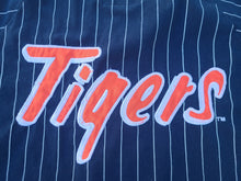 Load image into Gallery viewer, Vintage Mens Starter Detroit Tigers Pinstripe Button Up Jersey Size Large-Navy Blue