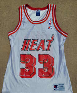 Vintage Mens Champion Miami Heat Alonzo Mourning Jersey Size 40-White
