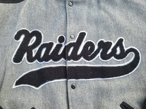 Vintage Mens Starter Raiders Script Button Up Jacket Size XL-Grey
