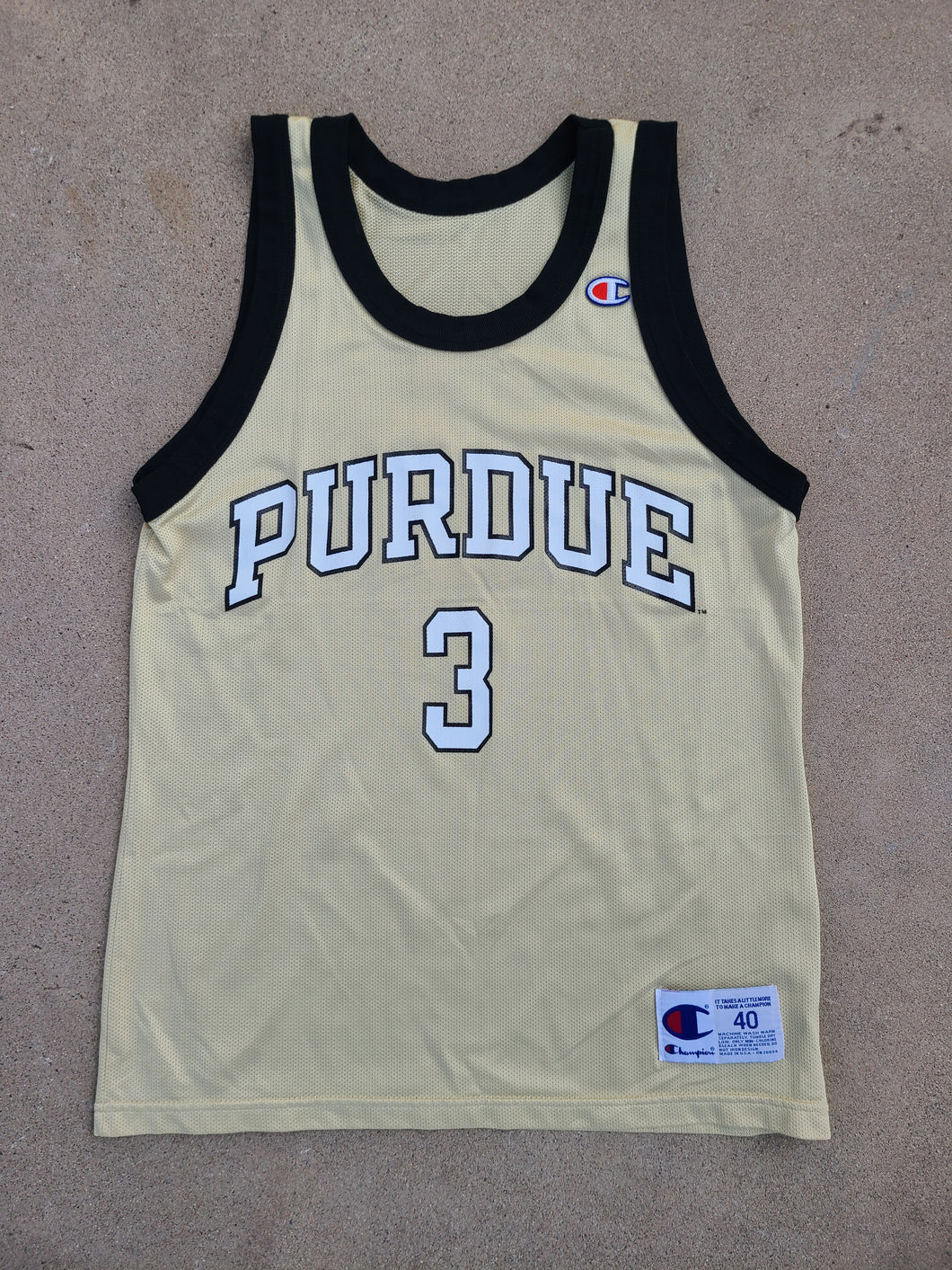 Vintage Mens Champion Purdue Boilermakers #3 Jersey Size 40-Gold