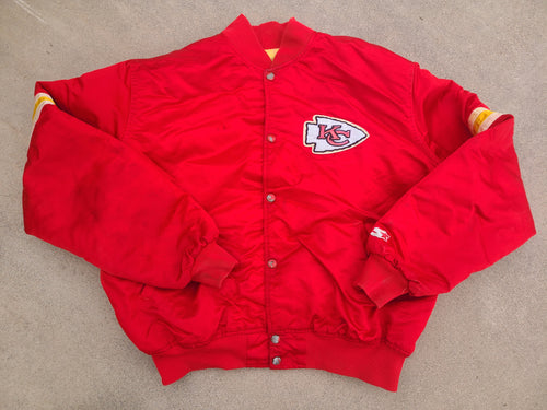 Vintage Mens Starter Kansas City Chiefs Satin Jacket Size XL-Red
