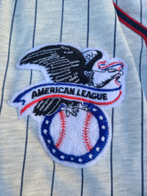 Load image into Gallery viewer, Vintage Mens Starter Cleveland Indians Pinstripe Button Up Jersey Size Large-Grey