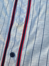 Load image into Gallery viewer, Vintage Mens Starter Cleveland Indians Pinstripe Button Up Jersey Size Large-Grey